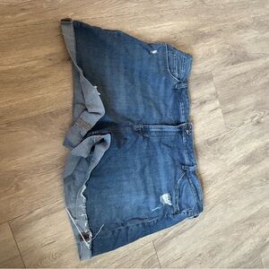 Women's Blue Distressed Denim Shorts